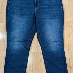 Wonderly Mid Rise Skinny Crop Jeans Womens 14P Petite Dark Wash Stretch
